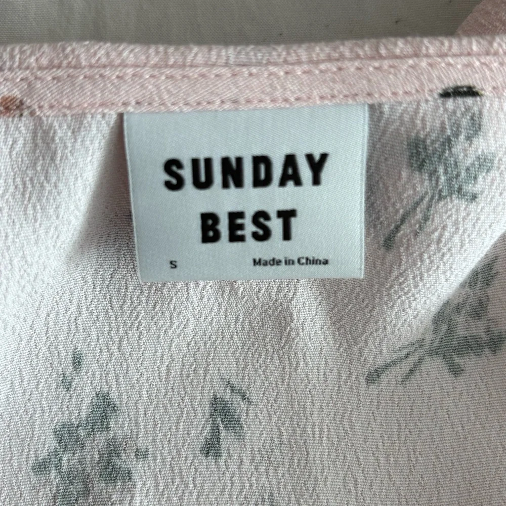 Sunday Best Floral Wrap Pink Ruffle Mini Dress Tie Waist Size S - Picture 5 of 6